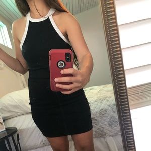 Black and White High Neck Dress